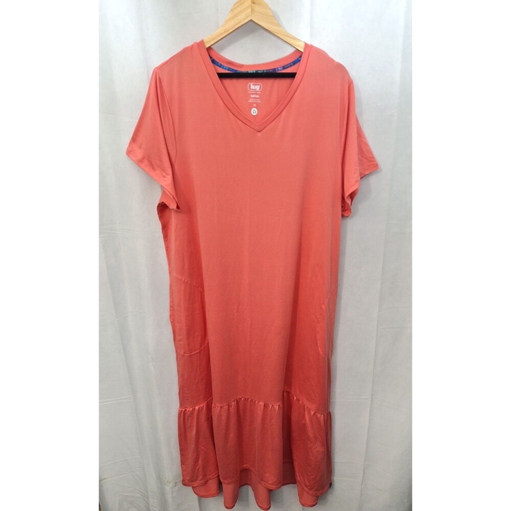 Lug Swing Maxi Dress Women's Size 1X Jersey Knit Recycled Short Sleeve Pockets